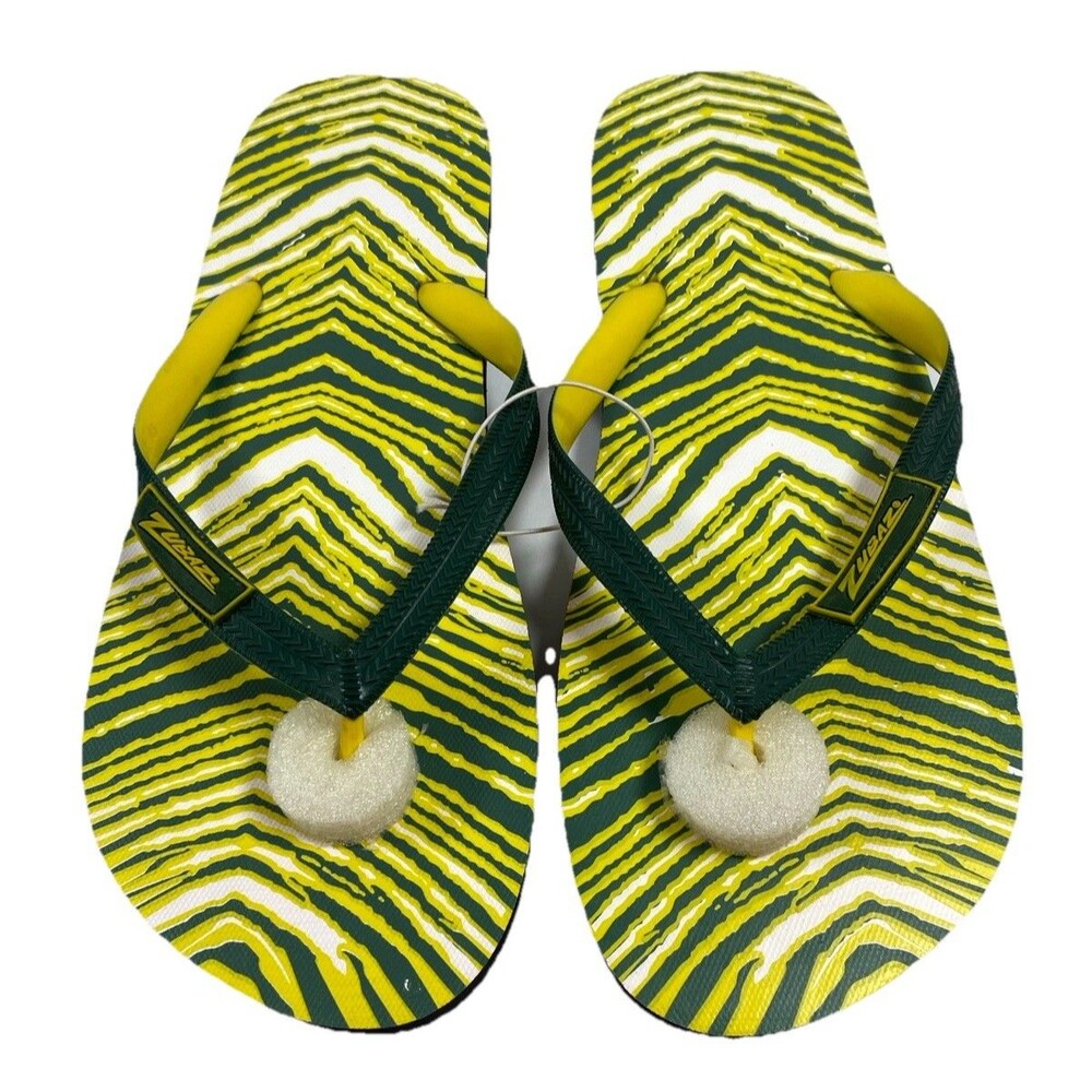 Zubaz Green Bay Packers Flip Flops Sandals Mens size 13/14